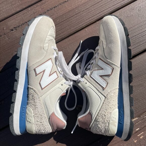 Men's Size 9.5 New Balance 574 Rugged White Brown - Picture 5 of 7
